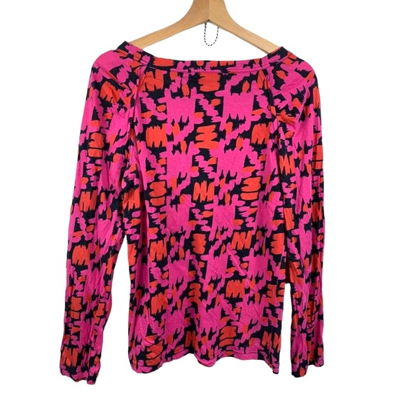 Marc By Marc Jacob GEO Print All Over Long Sleeves Pink Blouse Top Size Medium - Picture 2 of 9
